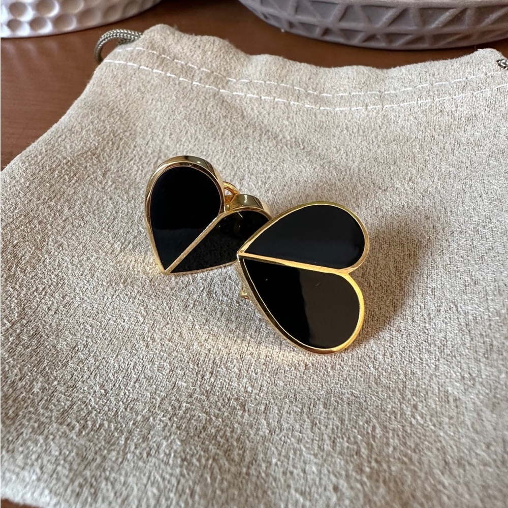Kate spade black heart large earrings like new